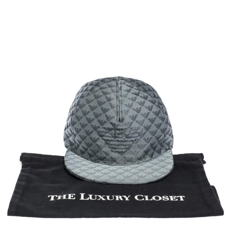 Pre Owned Emporio Armani Platinum Blue Logo Pattern Baseball Cap M