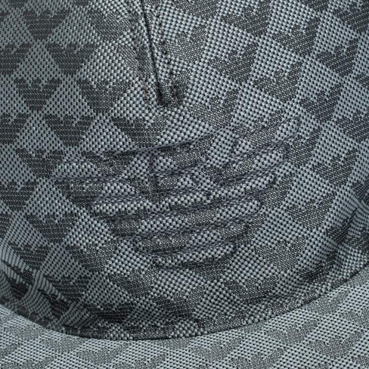 Pre Owned Emporio Armani Platinum Blue Logo Pattern Baseball Cap M