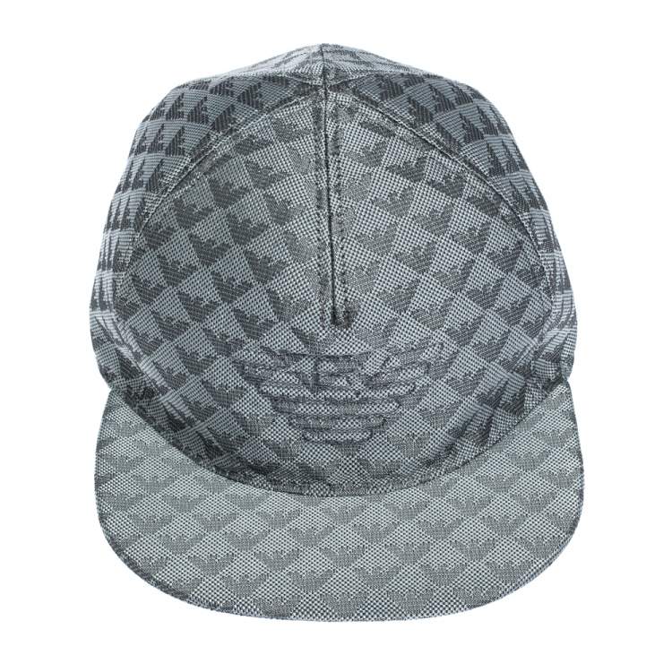 Pre Owned Emporio Armani Platinum Blue Logo Pattern Baseball Cap M