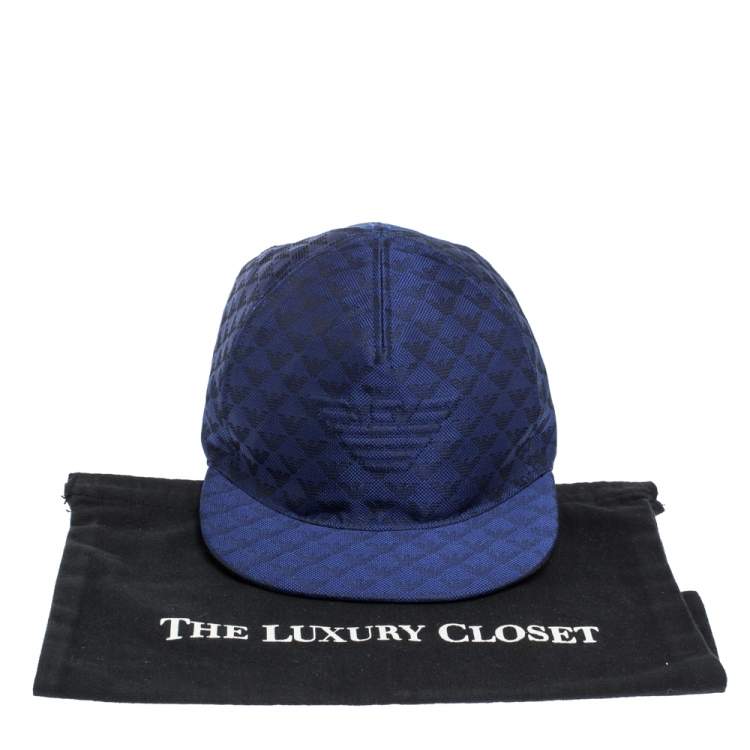 مملوكة مسبقًا Emporio Armani Royal Blue Logo Pattern Baseball Cap M