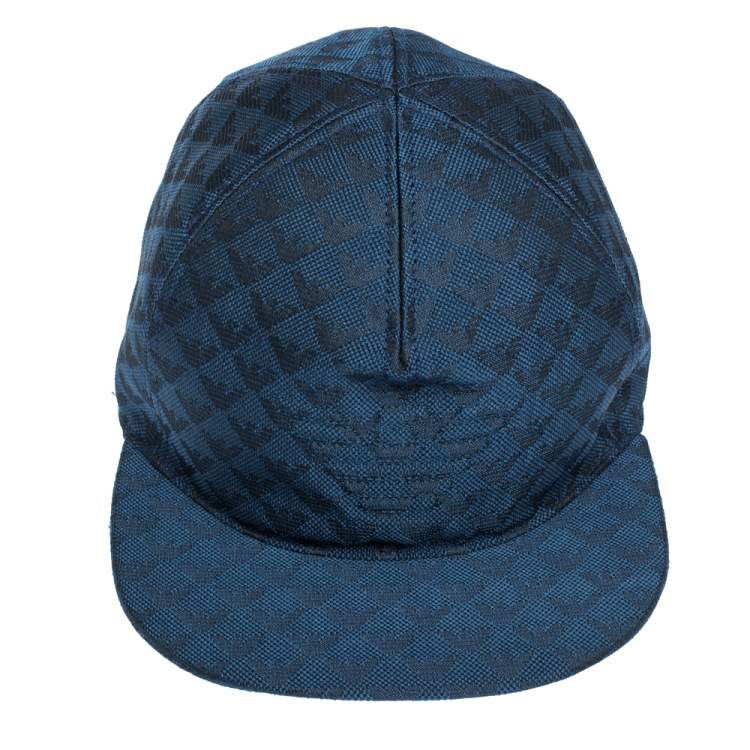 Pre Owned Emporio Armani Blue Logo Pattern Baseball Cap M