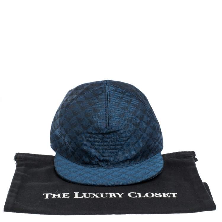 Pre Owned Emporio Armani Blue Logo Pattern Baseball Cap M