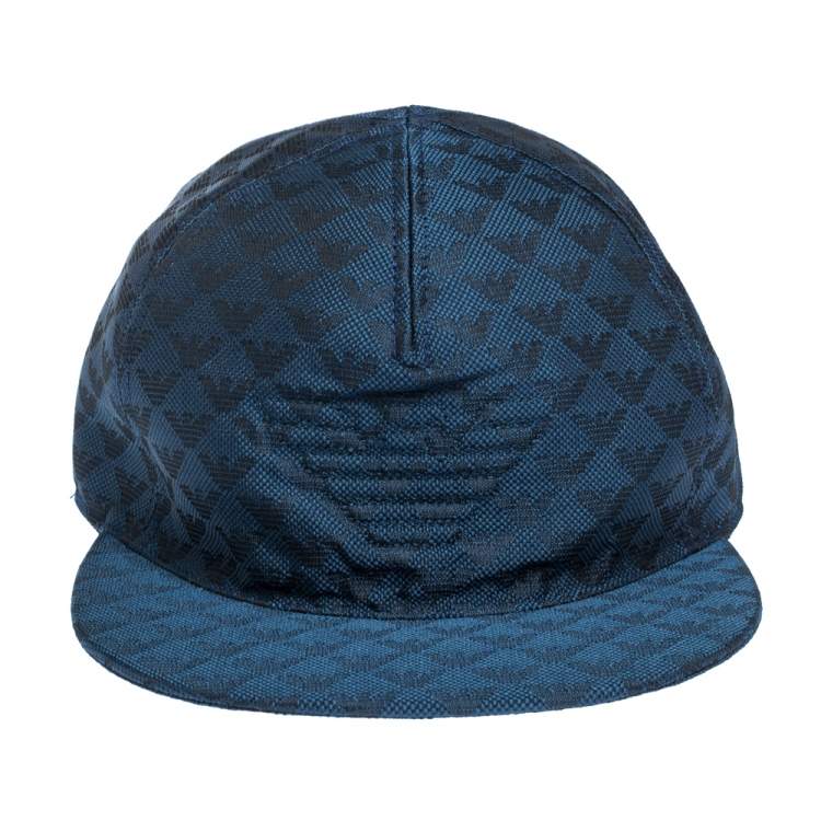 Pre Owned Emporio Armani Blue Logo Pattern Baseball Cap M