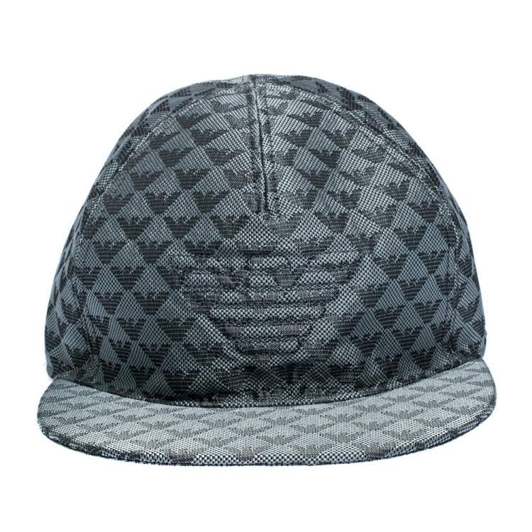 Pre Owned Emporio Armani Slate Grey Logo Detail Baseball Cap M