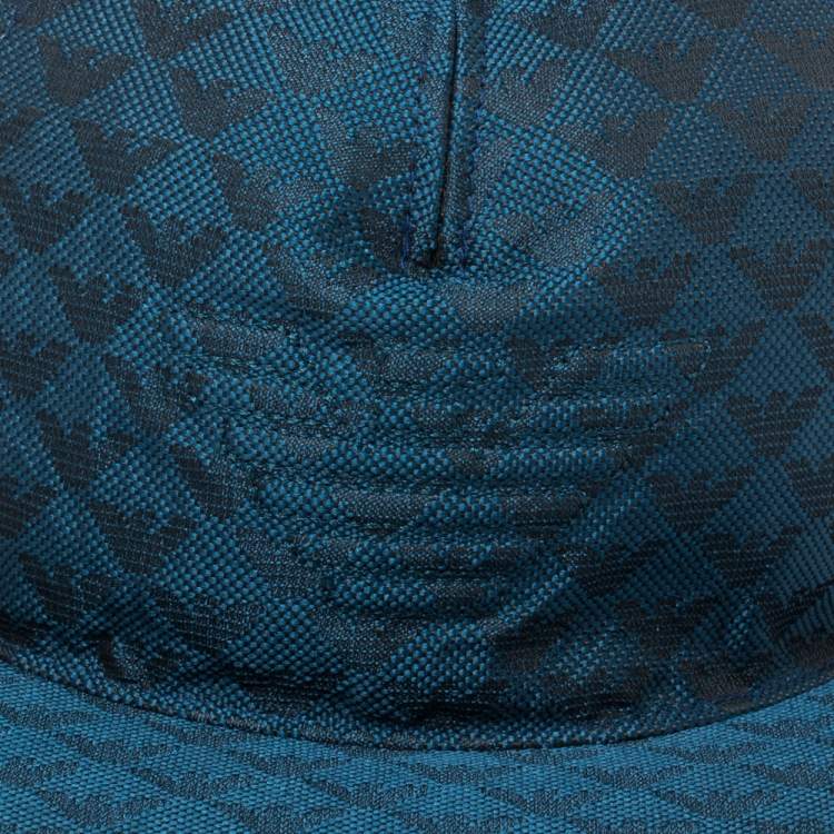 Pre Owned Emporio Armani Blue Logo Pattern Baseball Cap L