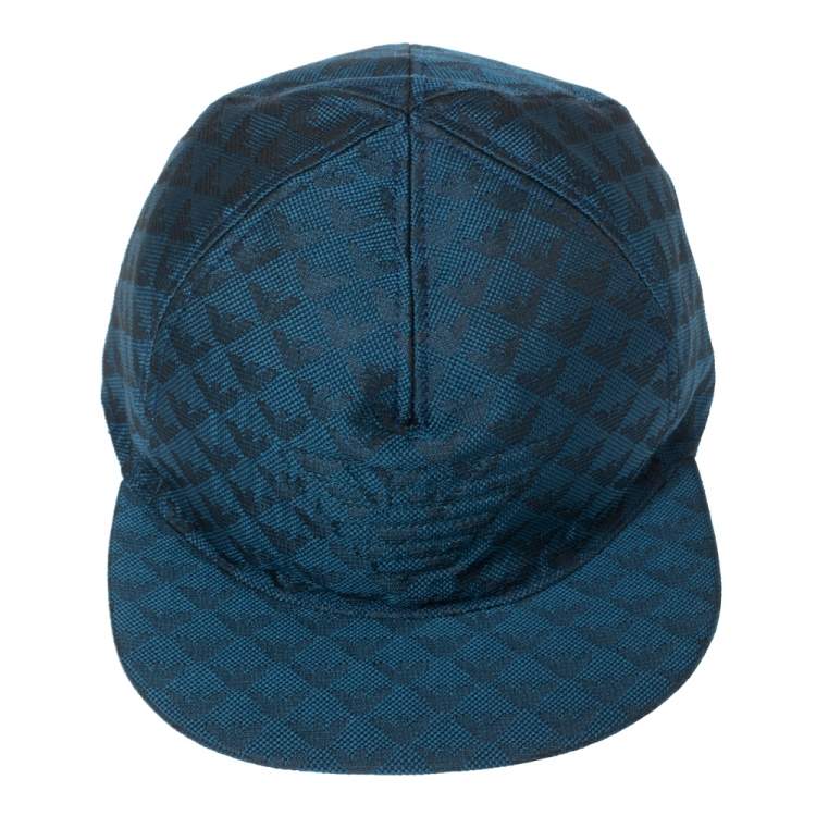 Pre Owned Emporio Armani Blue Logo Pattern Baseball Cap L