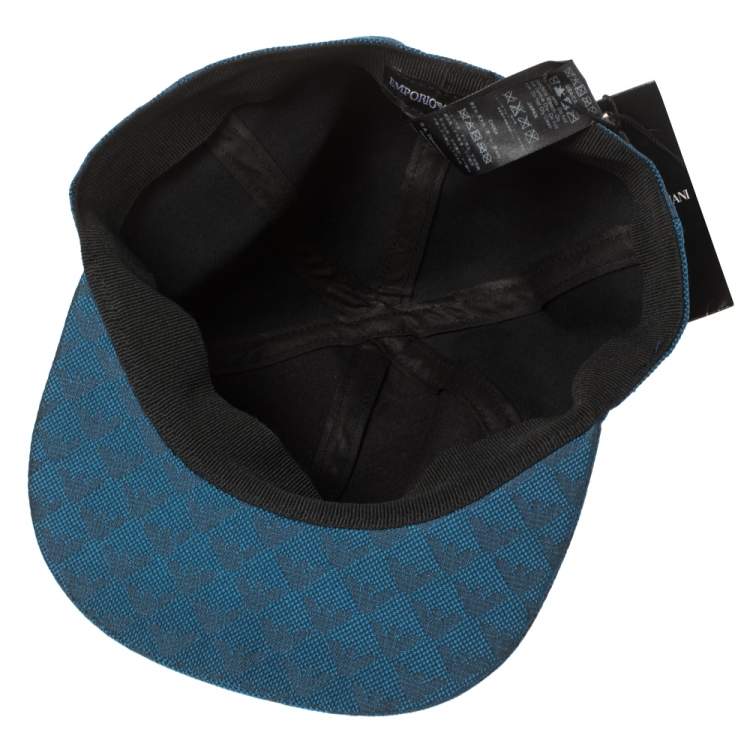 Pre Owned Emporio Armani Royal Blue Logo Pattern Baseball Cap M