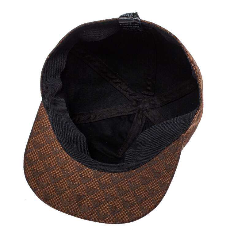 Pre Owned Emporio Armani Brown Monogram Pattern Baseball Cap S