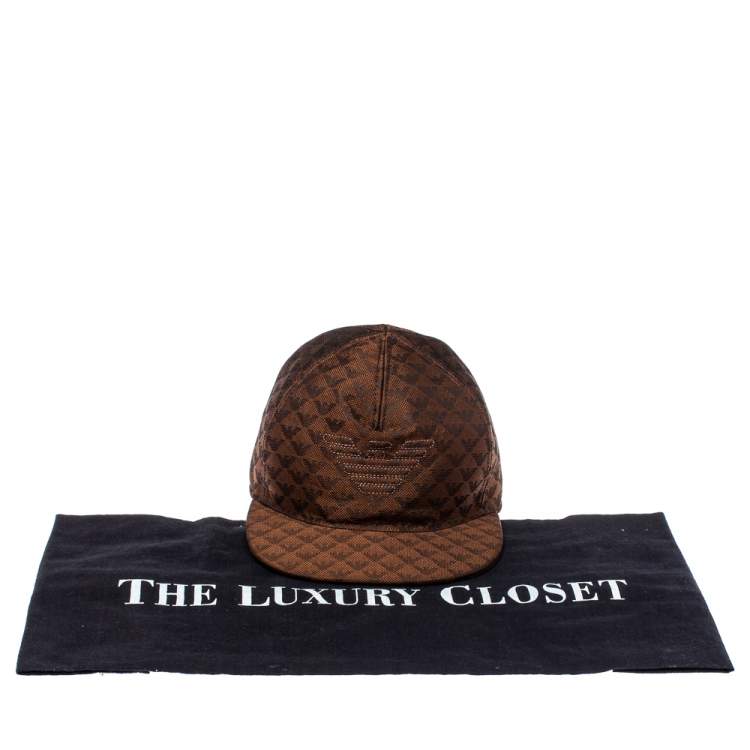 Pre Owned Emporio Armani Brown Monogram Pattern Baseball Cap S