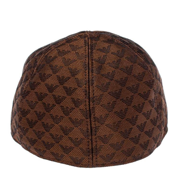 Pre Owned Emporio Armani Brown Monogram Pattern Baseball Cap S