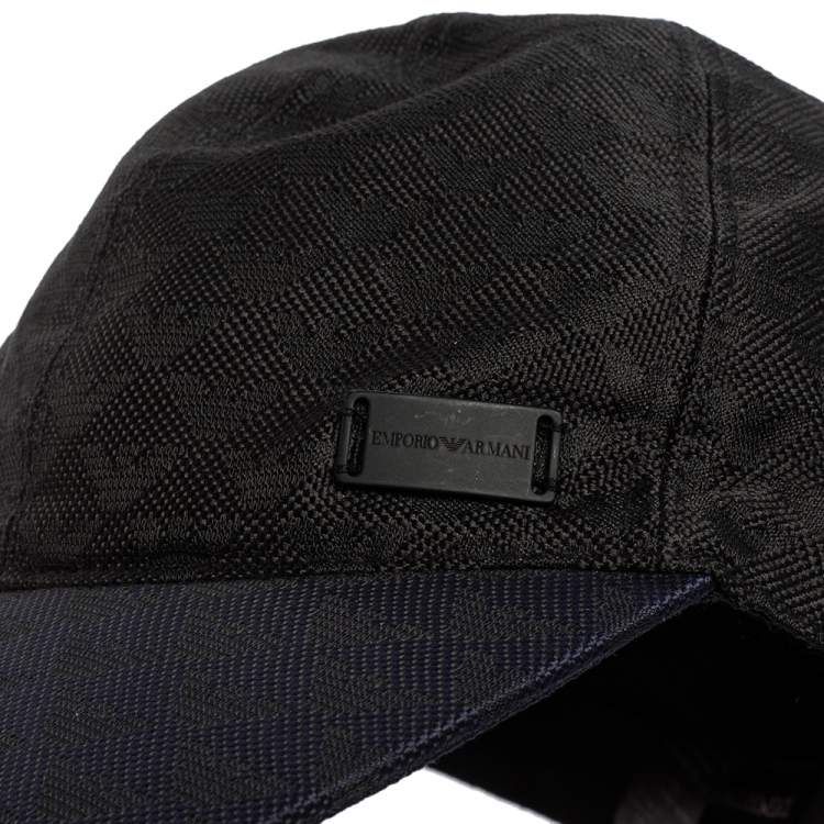 Pre Owned Emporio Armani Navy Black Logo Baseball Cap