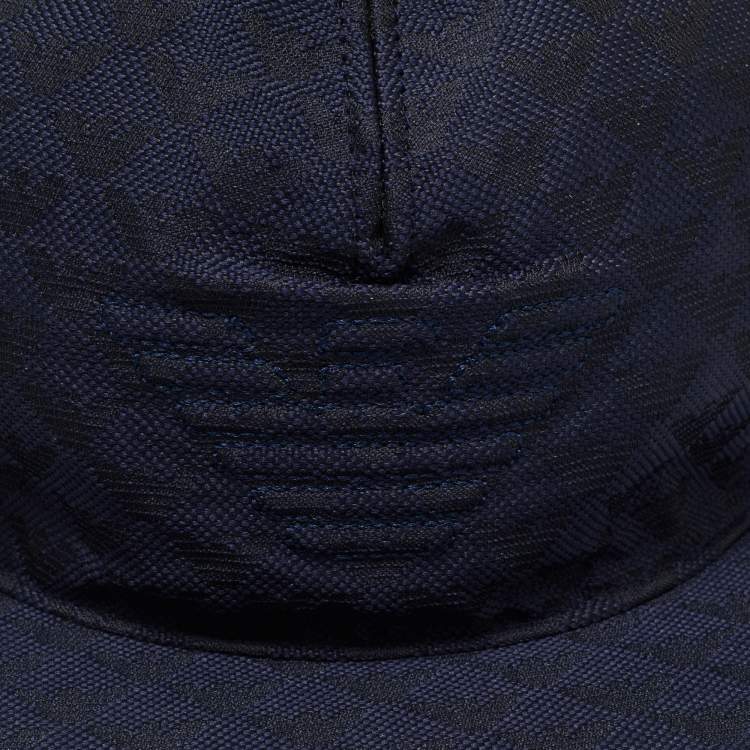 Pre Owned Emporio Armani Blue Monogram Detail Baseball Cap M