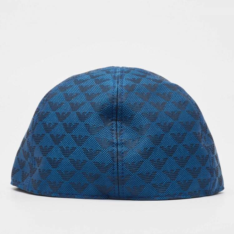 Pre Owned Emporio Armani Blue Monogram Pattern Canvas Baseball Cap S