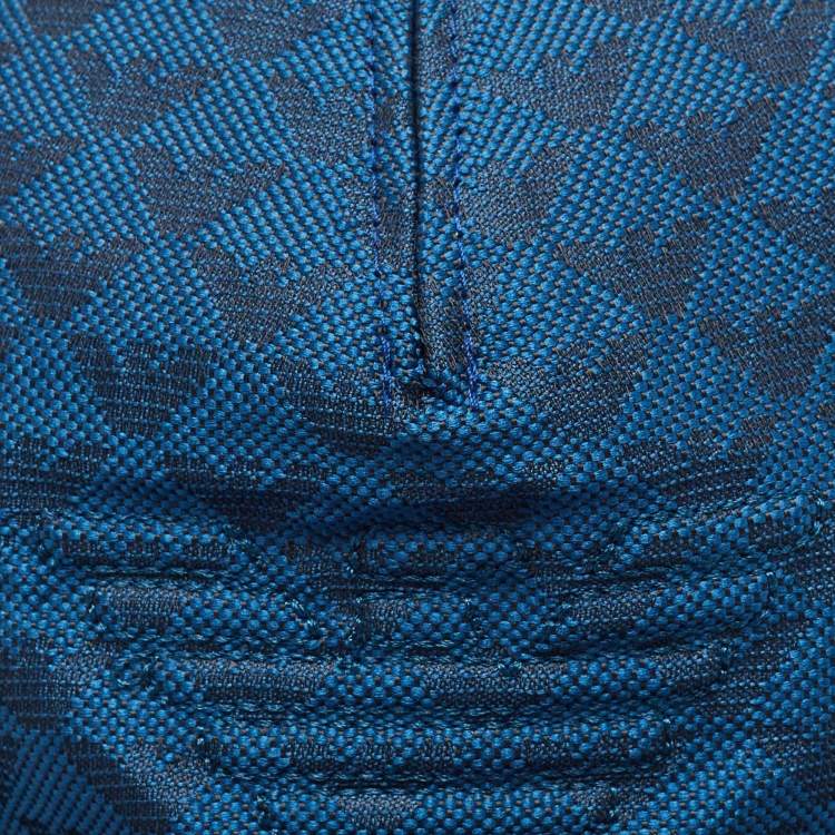 Pre Owned Emporio Armani Blue Monogram Pattern Canvas Baseball Cap S