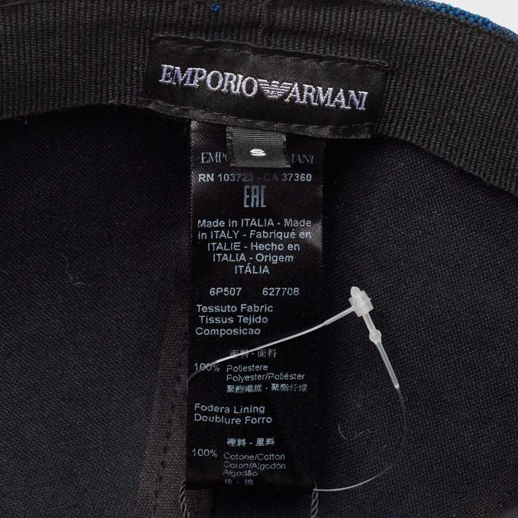 Pre Owned Emporio Armani Blue Monogram Pattern Canvas Baseball Cap S