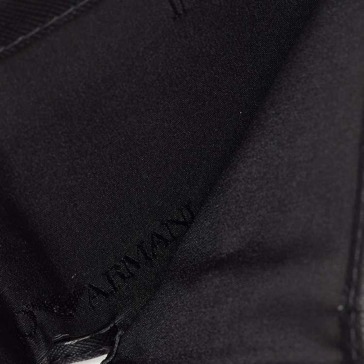 Pre Owned Emporio Armani Black Saffiano Leather Gift Set Twin Wallet