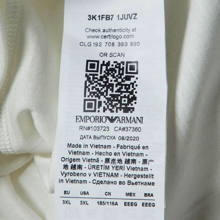 مملوكة مسبقًا Emporio Armani White Jersey Logo Embroidered Polo T-Shirt 3XL