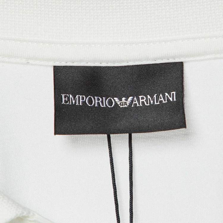 مملوكة مسبقًا Emporio Armani White Jersey Logo Embroidered Polo T-Shirt 3XL