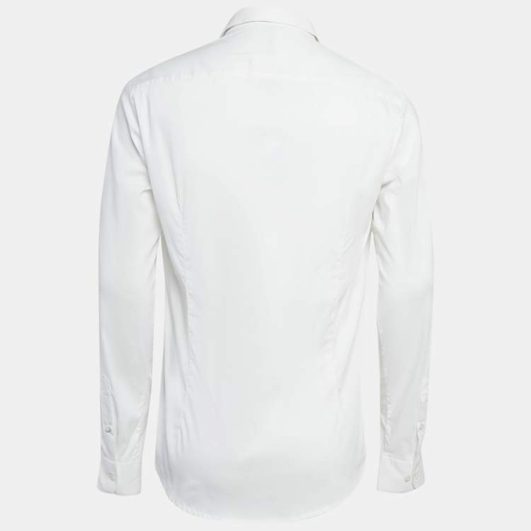 مملوكة مسبقًا Emporio Armani White Stretch Cotton Button Front Shirt L