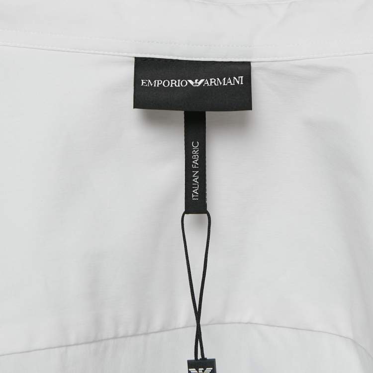 مملوكة مسبقًا Emporio Armani White Stretch Cotton Button Front Shirt L