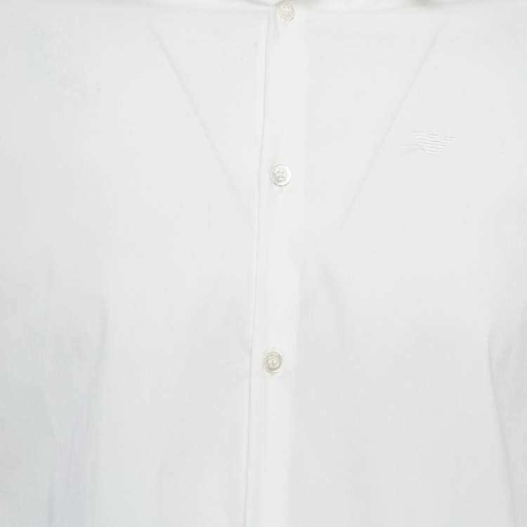 مملوكة مسبقًا Emporio Armani White Stretch Cotton Button Front Shirt L