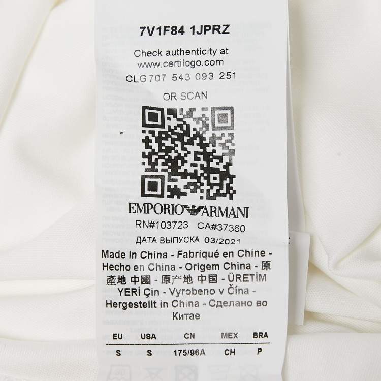 Pre Owned Emporio Armani White Cotton Polo T-Shirt S