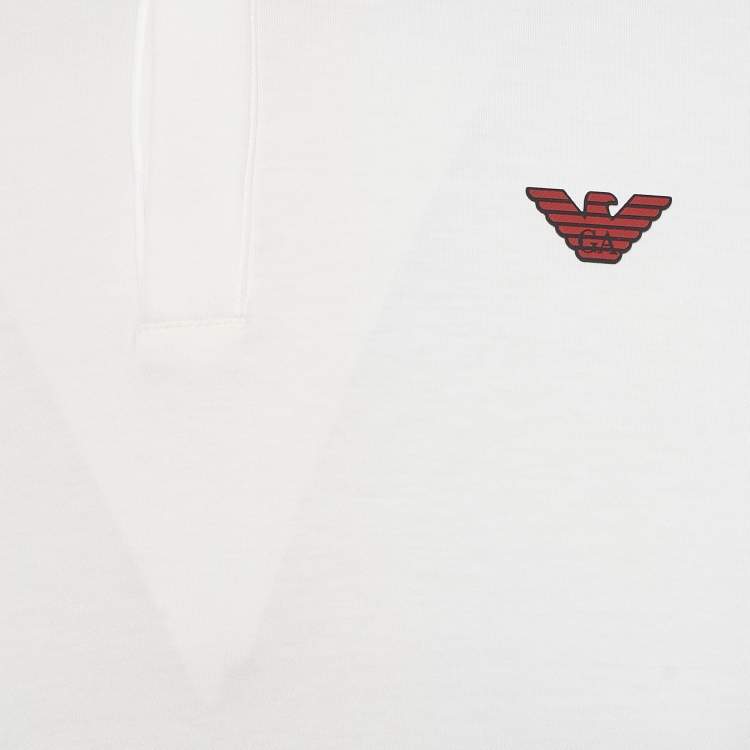 Pre Owned Emporio Armani White Cotton Polo T-Shirt S