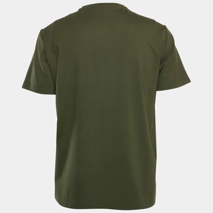 Pre Owned Emporio Armani Dark Green Logo Print Cotton Crew Neck T-Shirt M