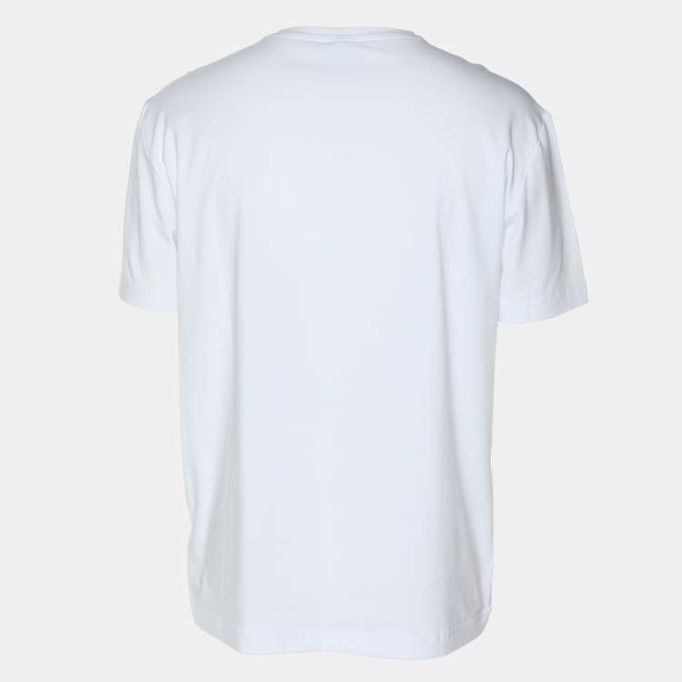 Pre Owned Emporio Armani White Jersey Logo Print T-Shirt XL