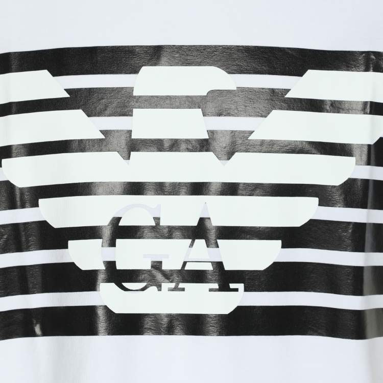 Pre Owned Emporio Armani White Jersey Logo Print T-Shirt XL