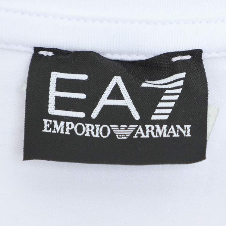 Pre Owned Emporio Armani White Jersey Logo Print T-Shirt XL