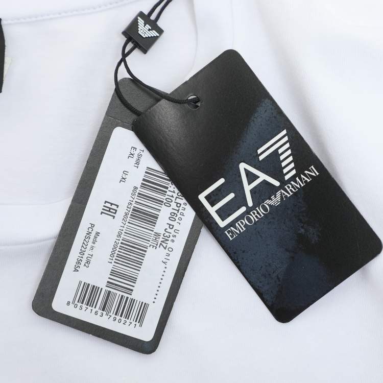 Pre Owned Emporio Armani White Jersey Logo Print T-Shirt XL
