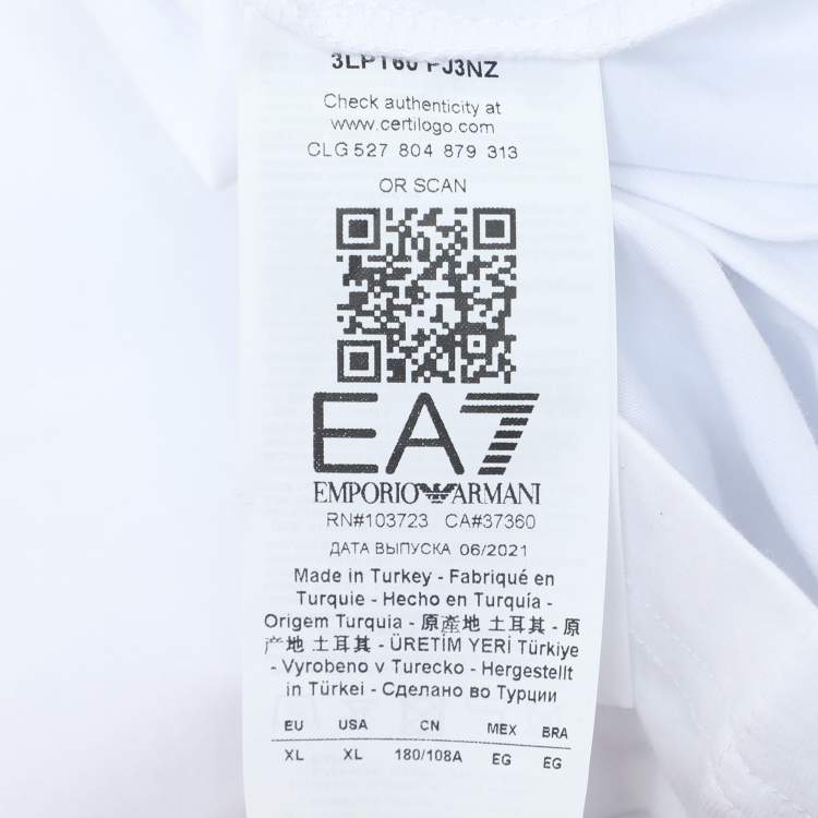 Pre Owned Emporio Armani White Jersey Logo Print T-Shirt XL