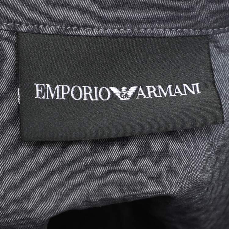 Pre Owned Emporio Armani Grey Textured Cotton Button Front Shirt XL