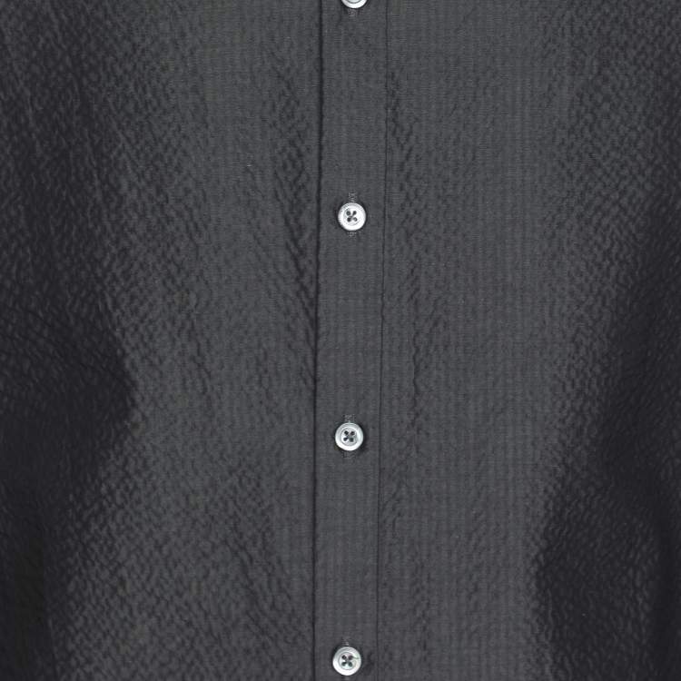 Pre Owned Emporio Armani Grey Textured Cotton Button Front Shirt XL