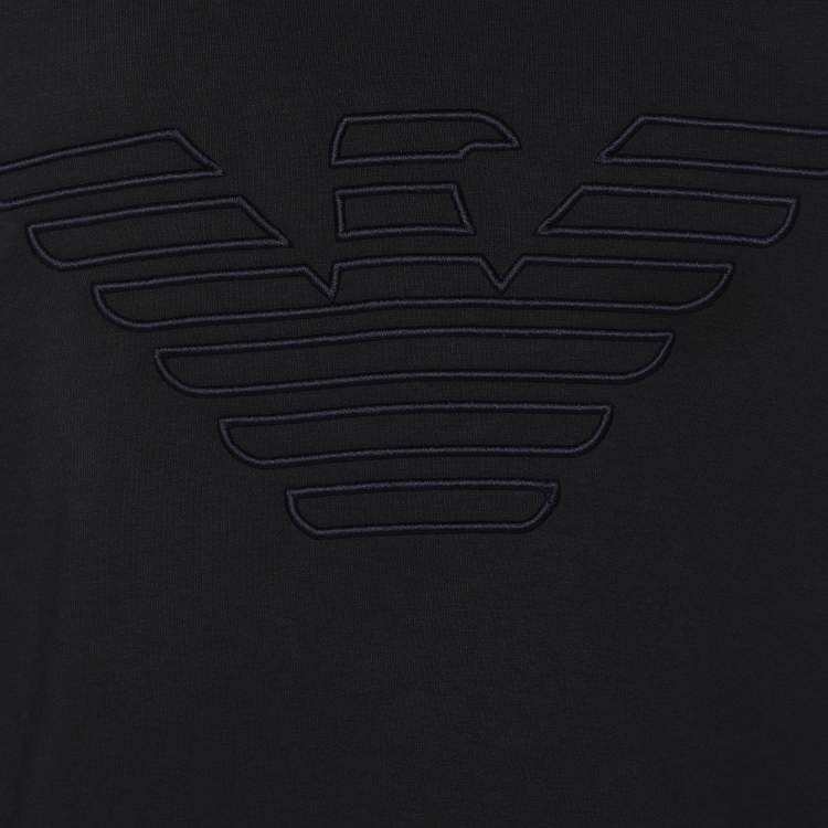 Pre Owned Emporio Armani Navy Blue Jersey Hooded Sweatshirt XS