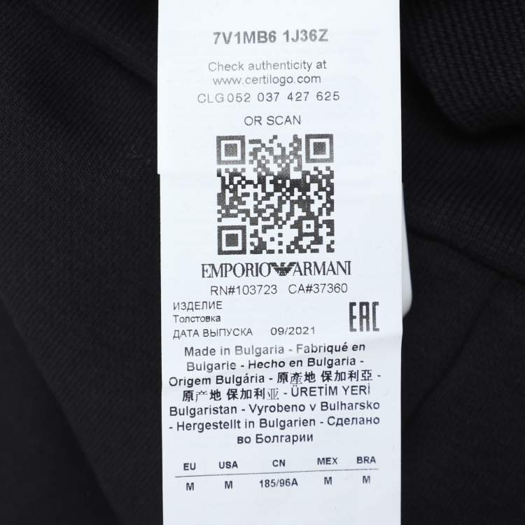 Pre Owned Emporio Armani Navy Blue Jersey Hooded Sweatshirt XS