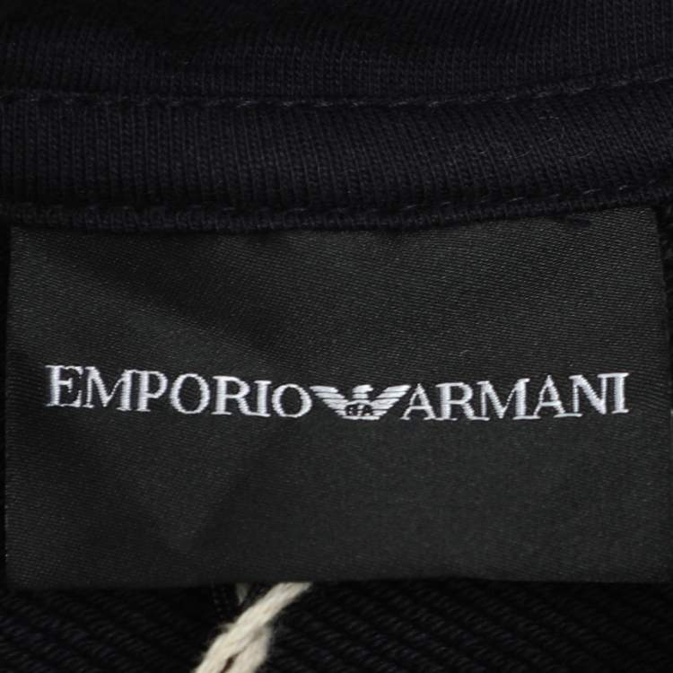 Pre Owned Emporio Armani Navy Blue Jersey Hooded Sweatshirt XS