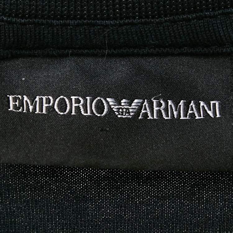 Pre Owned Emporio Armani Navy Blue Patch Detail Cotton Crew Neck T-Shirt XL