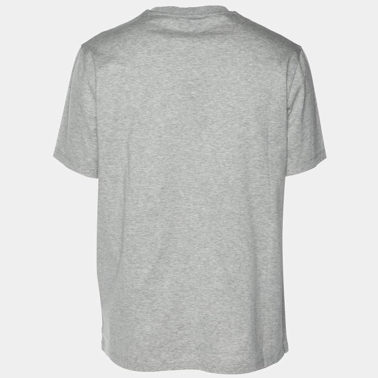 Pre Owned Emporio Armani Grey Cotton Logo Print Crew Neck T-Shirt XL