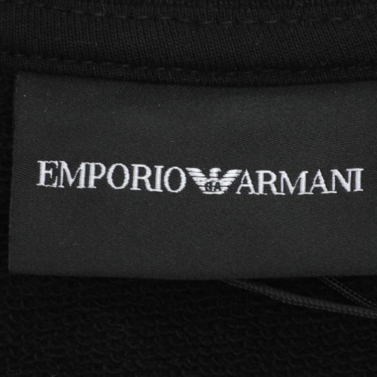 Pre Owned Emporio Armani Black Jersey Logo Print Cotton Sweatshirt M