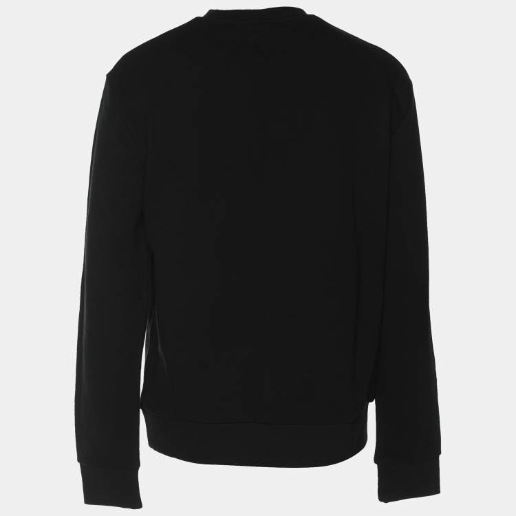 Pre Owned Emporio Armani Black Jersey Logo Print Cotton Sweatshirt M