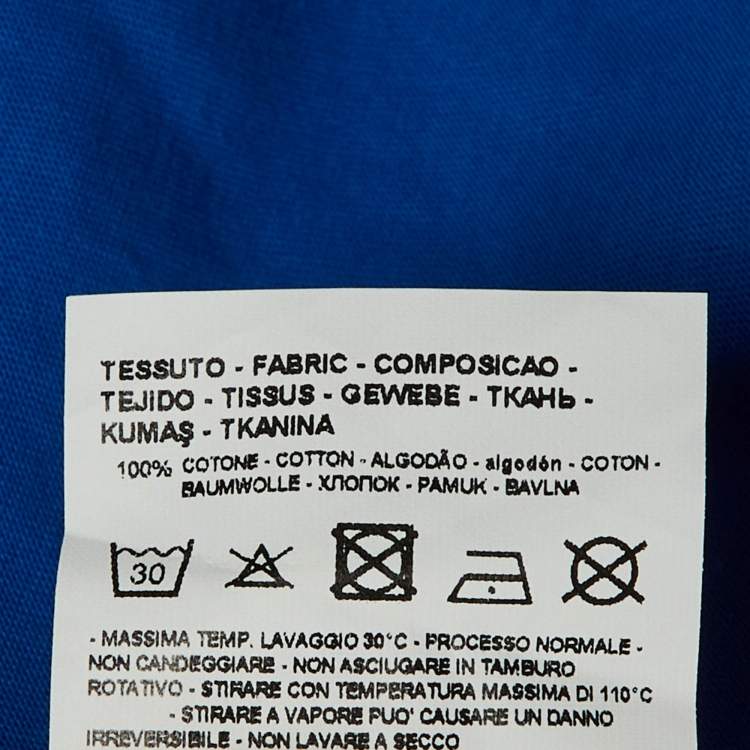 Pre Owned Emporio Armani Blue Logo Printed Cotton Knit T-Shirt L