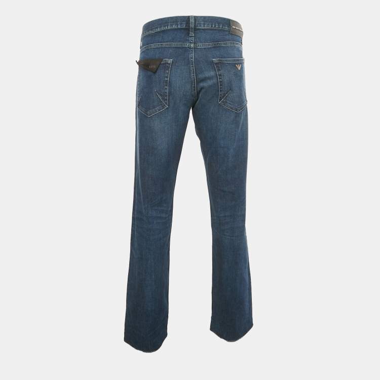 Pre Owned Emporio Armani Blue Washed Denim Jeans XXL/Waist 40"