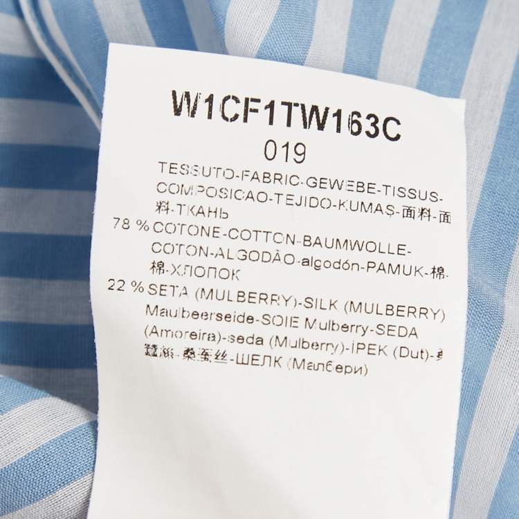 Pre Owned Emporio Armani Blue Striped Cotton Blend Madeiran Collar Shirt S