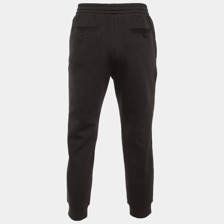 Pre Owned Emporio Armani Black Jersey Logo Embroidered Jogger Pants M