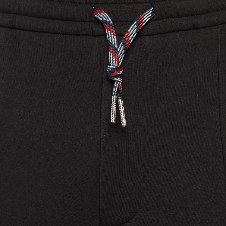 Pre Owned Emporio Armani Black Jersey Logo Embroidered Jogger Pants M