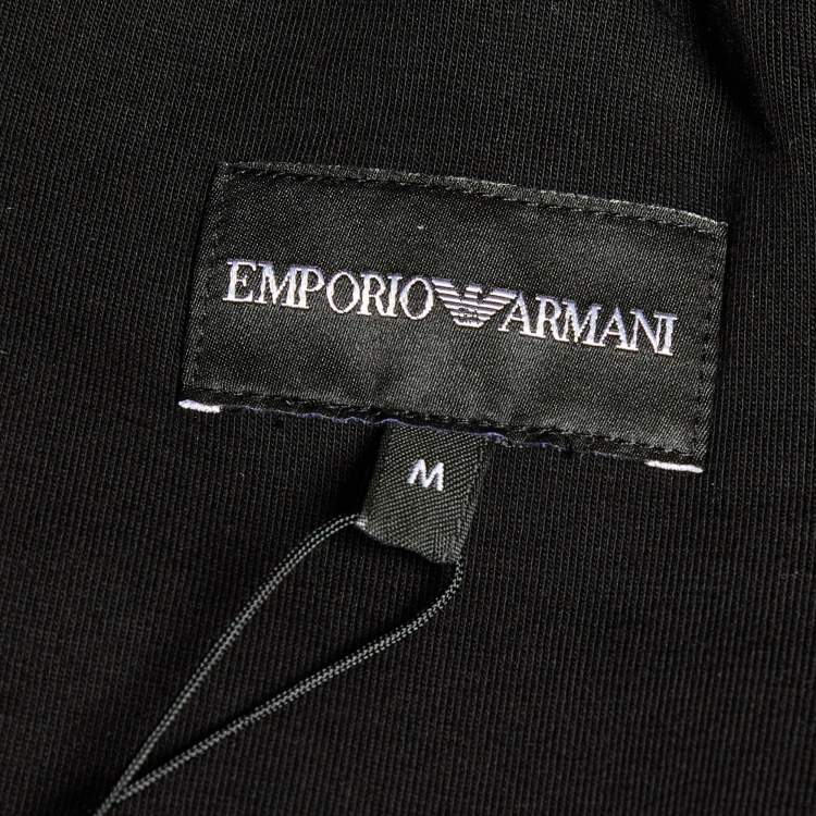 Pre Owned Emporio Armani Black Jersey Logo Embroidered Jogger Pants M