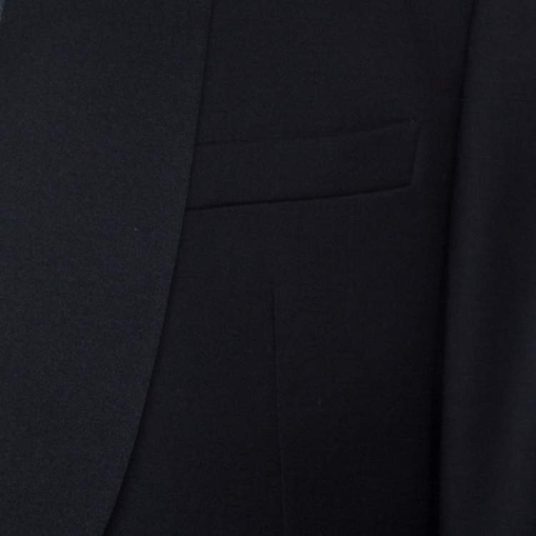 Pre Owned Emporio Armani Black Wool Satin Shawl Lapel Tuxedo Blazer 4XL