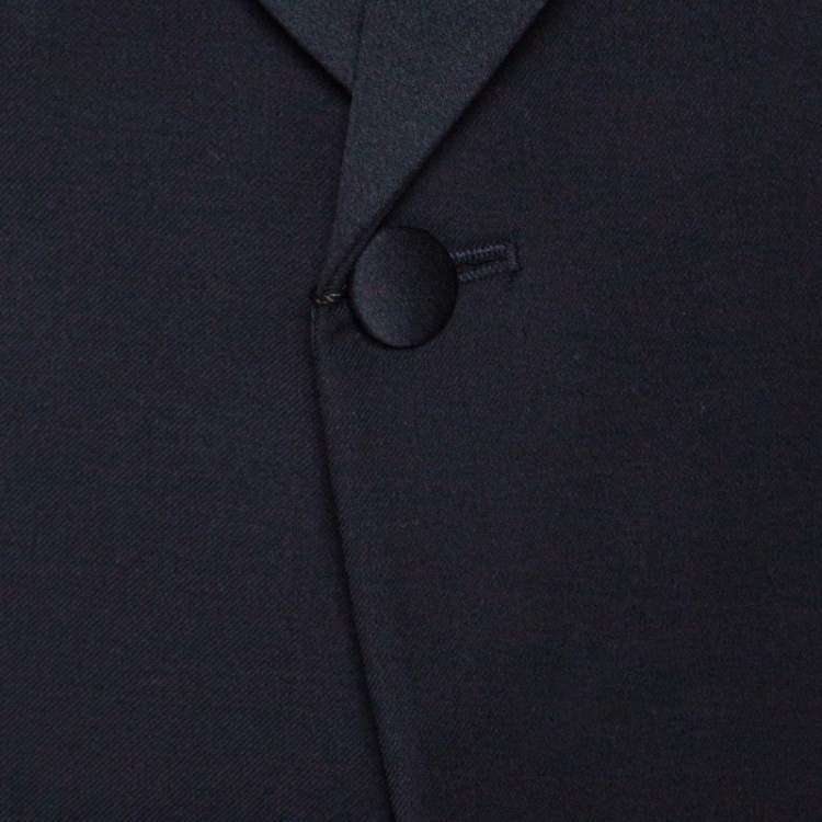 Pre Owned Emporio Armani Black Wool Satin Shawl Lapel Tuxedo Blazer 4XL